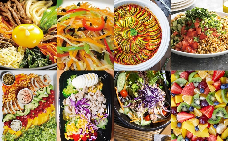 RüK Vegetable Chopper, Extra Large Chopper Vegetable Cutter, Multifunctional 10-in-1 Pro Food Chopper - 6 Blades, 4 Vegetable Spiralizers, E-Recipes - Veggie Chopper with Container detail 2