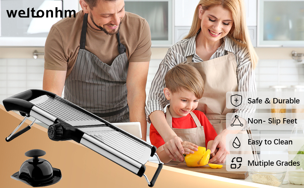 Mandoline Food Slicer, Adjustable Mandoline Slicer for Kitchen, Stainless Steel Mandolin Vegetable Chopper for Potato/Tomato/Onion, Vegetable Slicer Julienne Cutter with Cut-Resistant Gloves detail 1