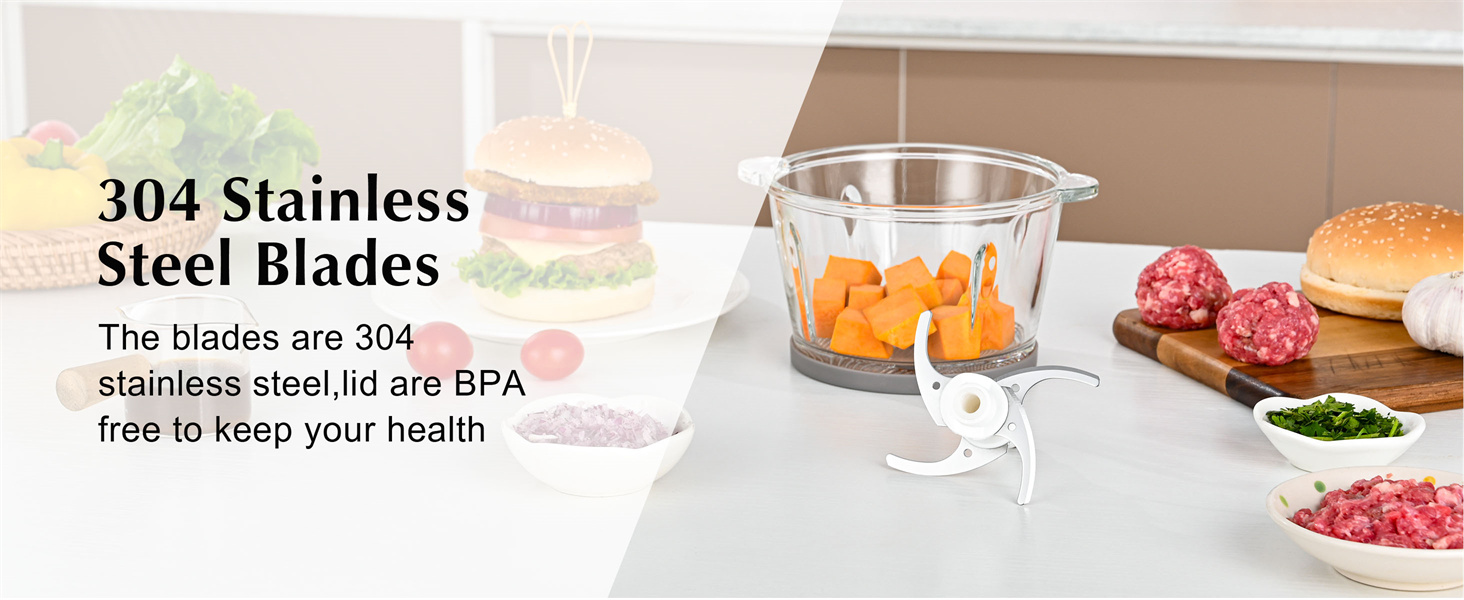 Kitchen in the box Mini Food Processor, Electric Meat Grinder & Food Chopper with 400W Powerful Veggie Chopper-One 3 Cup Bowl & S Blades for Meat/Fish/Vegetable/Baby Food detail 2