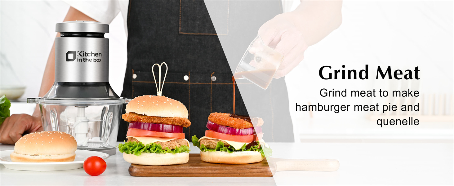 Kitchen in the box Mini Food Processor, Electric Meat Grinder & Food Chopper with 400W Powerful Veggie Chopper-One 3 Cup Bowl & S Blades for Meat/Fish/Vegetable/Baby Food detail 5