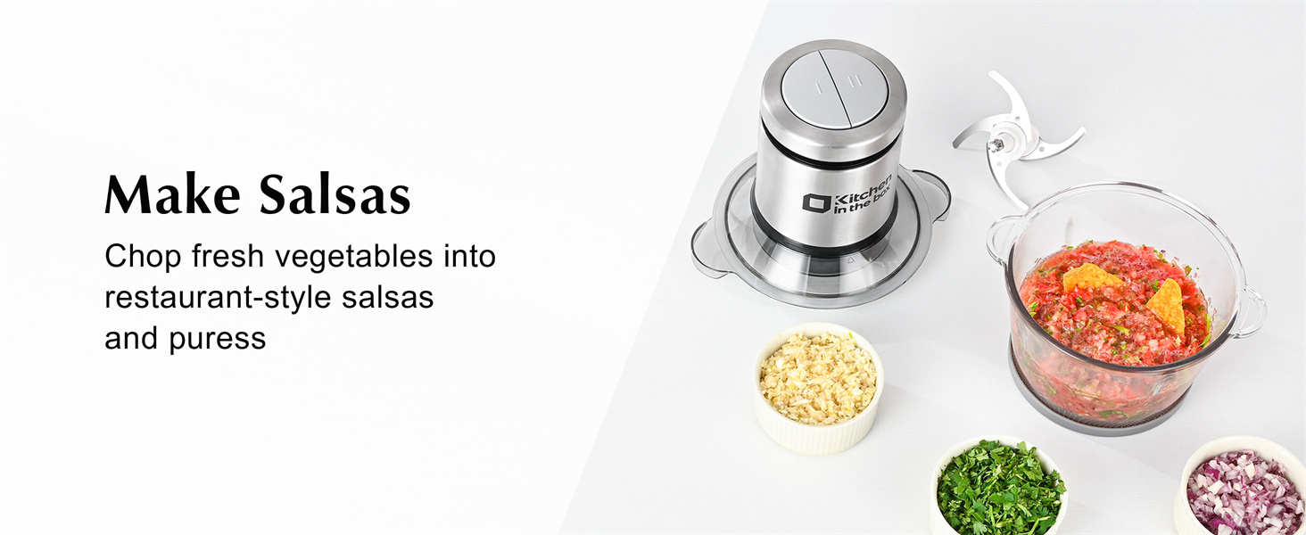 Kitchen in the box Mini Food Processor, Electric Meat Grinder & Food Chopper with 400W Powerful Veggie Chopper-One 3 Cup Bowl & S Blades for Meat/Fish/Vegetable/Baby Food detail 6