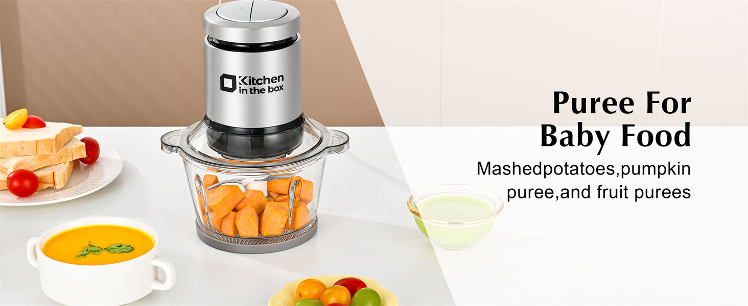 Kitchen in the box Mini Food Processor, Electric Meat Grinder & Food Chopper with 400W Powerful Veggie Chopper-One 3 Cup Bowl & S Blades for Meat/Fish/Vegetable/Baby Food detail 7