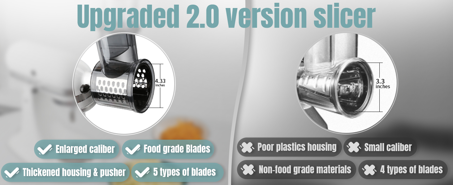 Stainless Steel Slicer Shredder Attachments for KitchenAid Stand Mixers, Vegetable Shredder, Cheese Grater, Salad Maker, Food Slicers Chopper Grinding Powder Accessories with Detachable 5 Blades detail 7