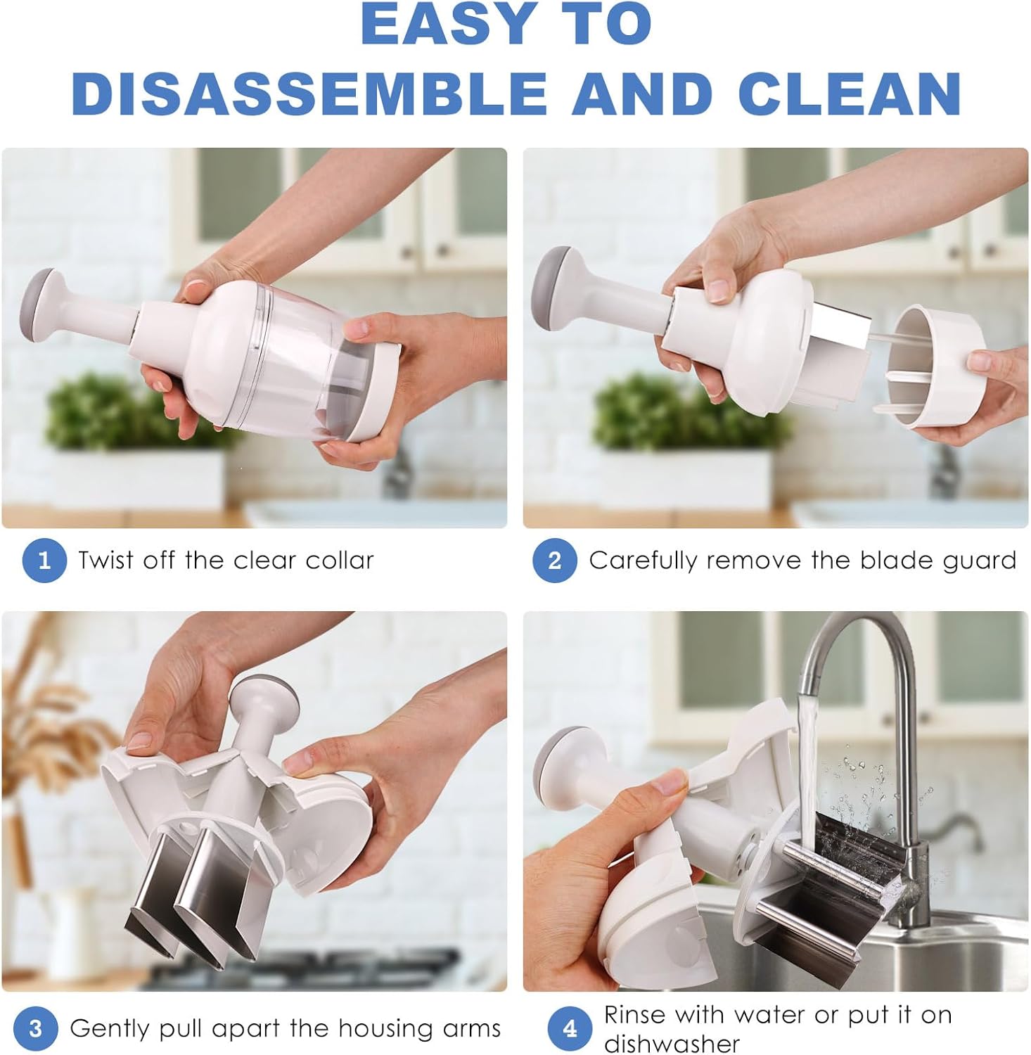 Vegetable Chopper, Food Chopper Manual Hand, Onion, Salad, Garlic, Nut & Veggie Cutter, Dishwasher Safe, White detail 18