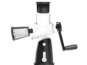 5 Blades Rotary Cheese Grater Hand Crank Vegetable Chopper Shredder Spiralizer Slicer Mandoline for Vegetable & Cheese & Fruit, Food Chopper for Kitchen with Blades Storage Box & Suction Base (Black) detail 8