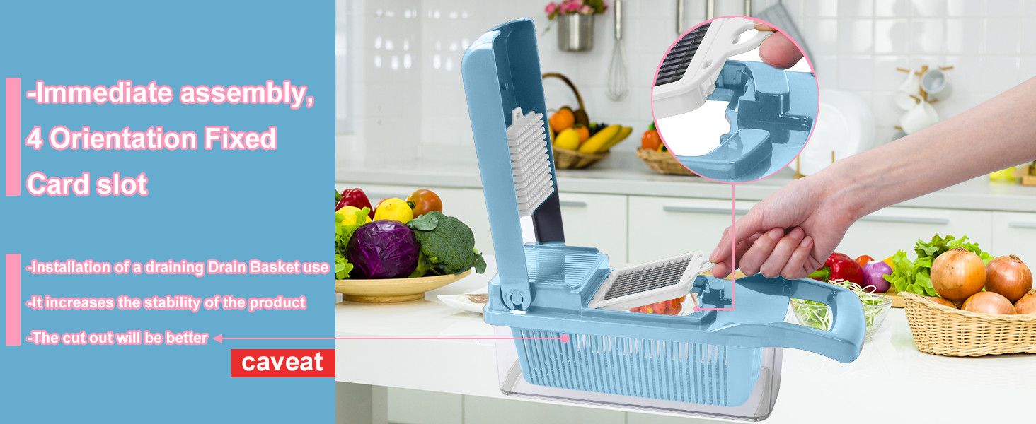 MAIPOR Vegetable Chopper Pro, Multifunctional 13 in 1 Food Chopper, Kitchen Vegetable Slicer Dicer Cutter With 8 Blades for Onion Carrot and Garlic With Container (Blue) detail 4