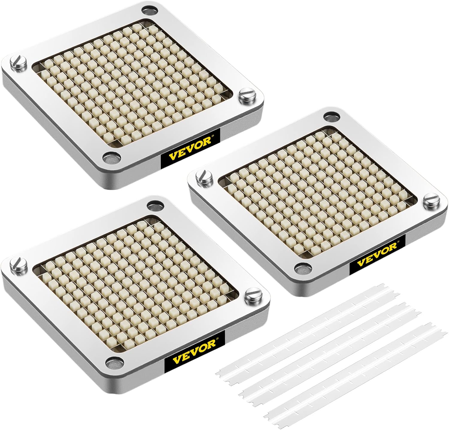 VEVOR Replacement Chopper Blade, 1/4 inch, 3 PCS French Fry Blade Assembly with 6 Extra Knives, Stainless Steel Dicer Parts and Push Block for Cutting Potatoes Carrots Onions Cucumbers Mushrooms detail 13