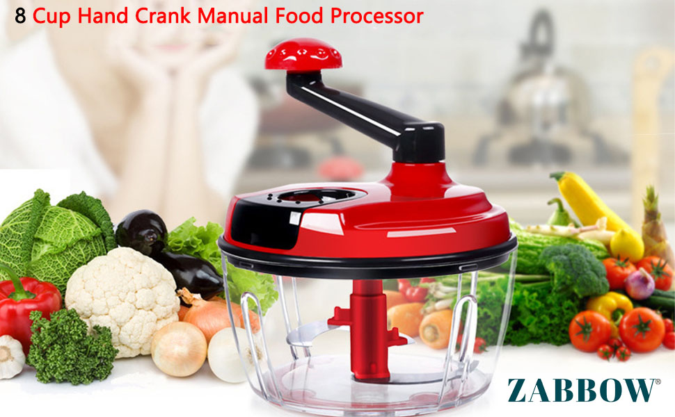 Multi-Functional Manual Food Processor,8 Cup Hand-powered Crank Chopper,Mincer Blender with Clear Container,for Vegetables Meat Fruits Nuts Herbs Onions detail 1