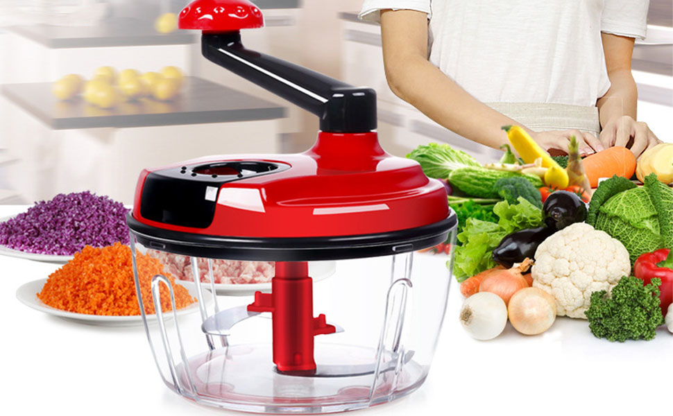 Multi-Functional Manual Food Processor,8 Cup Hand-powered Crank Chopper,Mincer Blender with Clear Container,for Vegetables Meat Fruits Nuts Herbs Onions detail 10