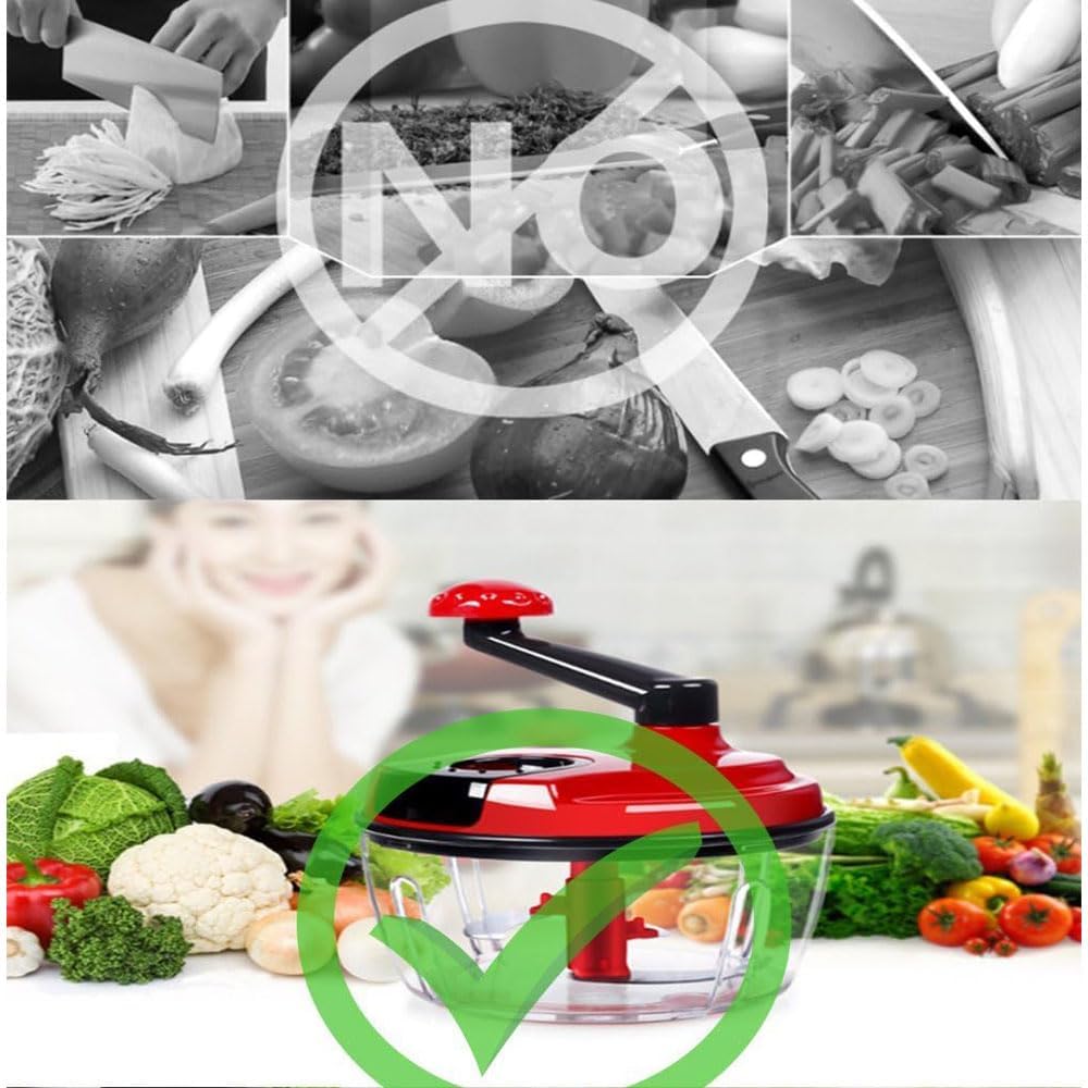 Multi-Functional Manual Food Processor,8 Cup Hand-powered Crank Chopper,Mincer Blender with Clear Container,for Vegetables Meat Fruits Nuts Herbs Onions detail 17