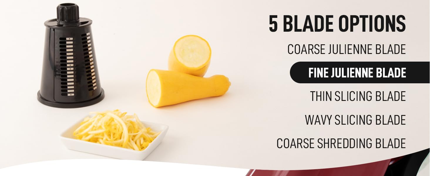 Zulay Kitchen Rotary Cheese Grater 5 Blade Cheese Shredder - Manual Hand Crank Cheese Grater With Reinforced Suction & 5 Interchangeable Drums - Easy to Use, Vegetable Chopper Round Mandoline Slicer detail 4