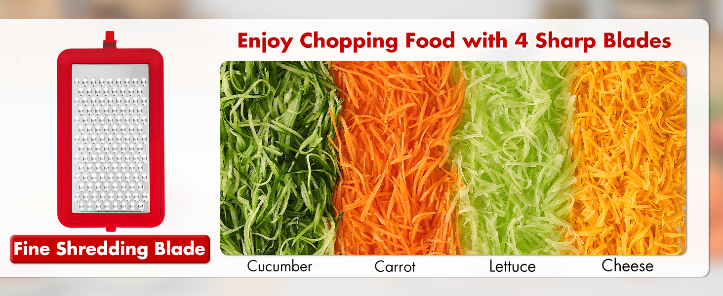 Geedel Vegetable Chopper, Onion Chopper Pro Food Chopper, Kitchen Vegetable Slicer Dicer Cutter Grater, Veggie Chopper with container for Salad Onion Potato Carrot (4 in 1, Red) detail 6