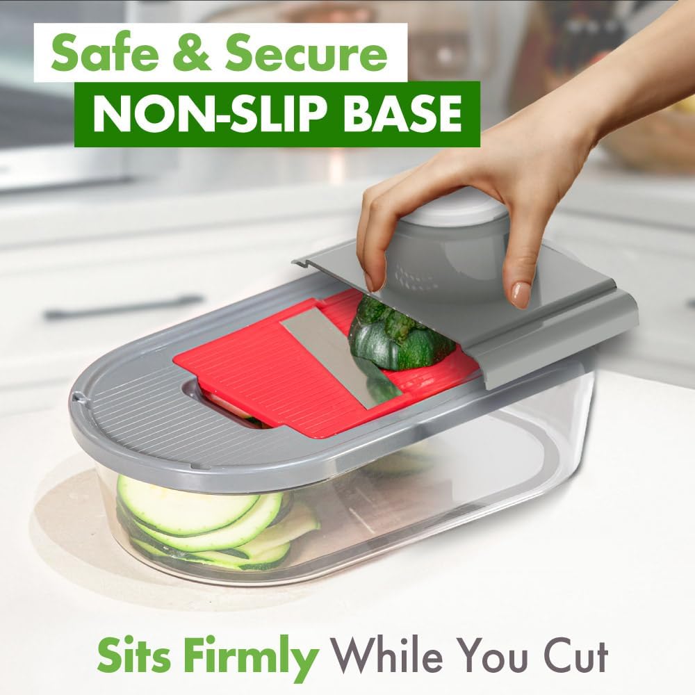 Vegetable Chopper and Mandoline Slicer with Container, CHOPZILLA 4 Stainless Steel Blades, BPA-Free Onion Dicer, Veggie Chopper, French Fry Cutter, Fruit Salad Potato Food Slicer and Dicer, Pink detail 13