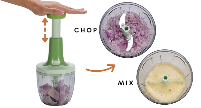 Brieftons Salad Spinner and Chopper: Large 6.3-Quart Lettuce Greens Vegetable Washer Dryer, with Bonus 0.95-Quart Veggie Chopper Mixer, Compact Storage, Easy Push Operation for Quick Veggie Prepping detail 3