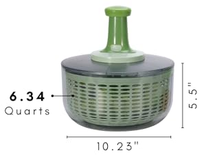 Brieftons Salad Spinner and Chopper: Large 6.3-Quart Lettuce Greens Vegetable Washer Dryer, with Bonus 0.95-Quart Veggie Chopper Mixer, Compact Storage, Easy Push Operation for Quick Veggie Prepping detail 5