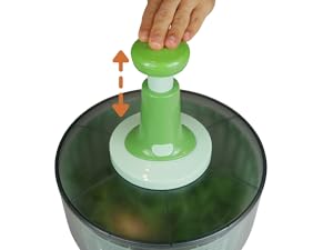 Brieftons Salad Spinner and Chopper: Large 6.3-Quart Lettuce Greens Vegetable Washer Dryer, with Bonus 0.95-Quart Veggie Chopper Mixer, Compact Storage, Easy Push Operation for Quick Veggie Prepping detail 6