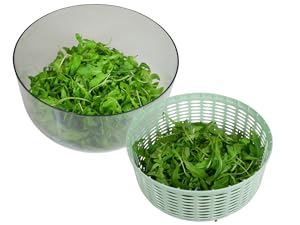 Brieftons Salad Spinner and Chopper: Large 6.3-Quart Lettuce Greens Vegetable Washer Dryer, with Bonus 0.95-Quart Veggie Chopper Mixer, Compact Storage, Easy Push Operation for Quick Veggie Prepping detail 7