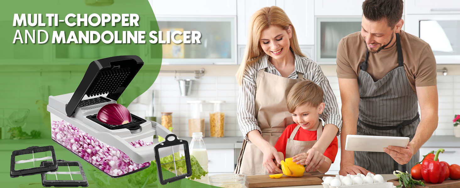 Vegetable Chopper, 10 Blades Slicer Onion Dicer, Multi 23-in-1 Veggie Mandoline Food Cutter for Tomato Fruit, Vegetable cutter with Hand Protector, Egg Separator & Slicer, Container(Black) detail 1