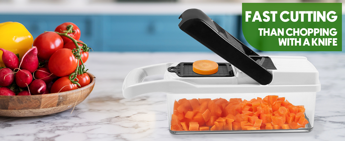 Vegetable Chopper, 10 Blades Slicer Onion Dicer, Multi 23-in-1 Veggie Mandoline Food Cutter for Tomato Fruit, Vegetable cutter with Hand Protector, Egg Separator & Slicer, Container(Black) detail 5
