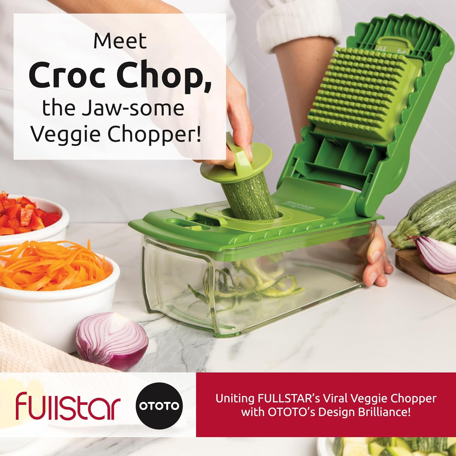 fullstar NEW Fullstar X OTOTO Croc Chop Vegetable Chopper & Slicer - Multifunctional Food Chopper, Crocodile Onion Cutter, Cool Kitchen Gadgets & Housewarming Gifts detail 11