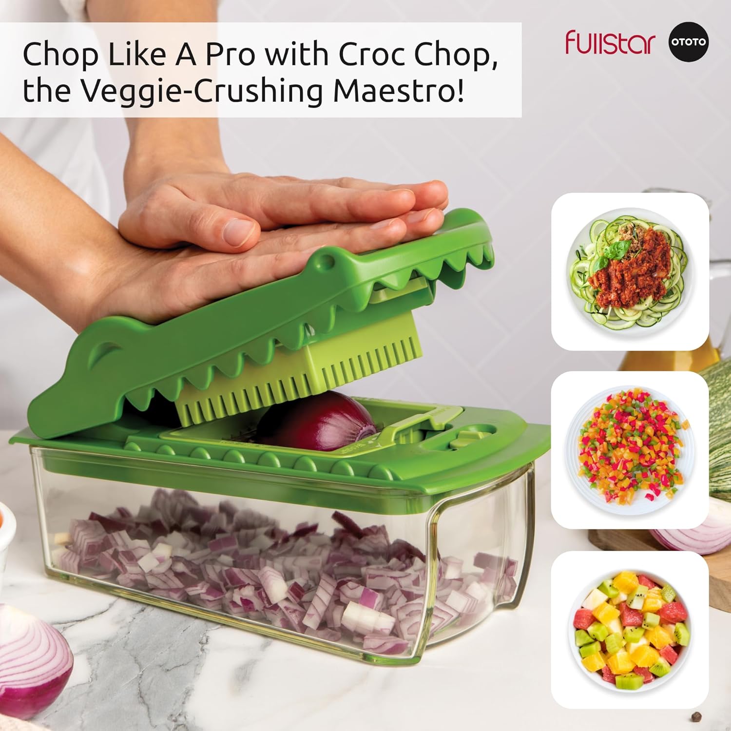 fullstar NEW Fullstar X OTOTO Croc Chop Vegetable Chopper & Slicer - Multifunctional Food Chopper, Crocodile Onion Cutter, Cool Kitchen Gadgets & Housewarming Gifts detail 15