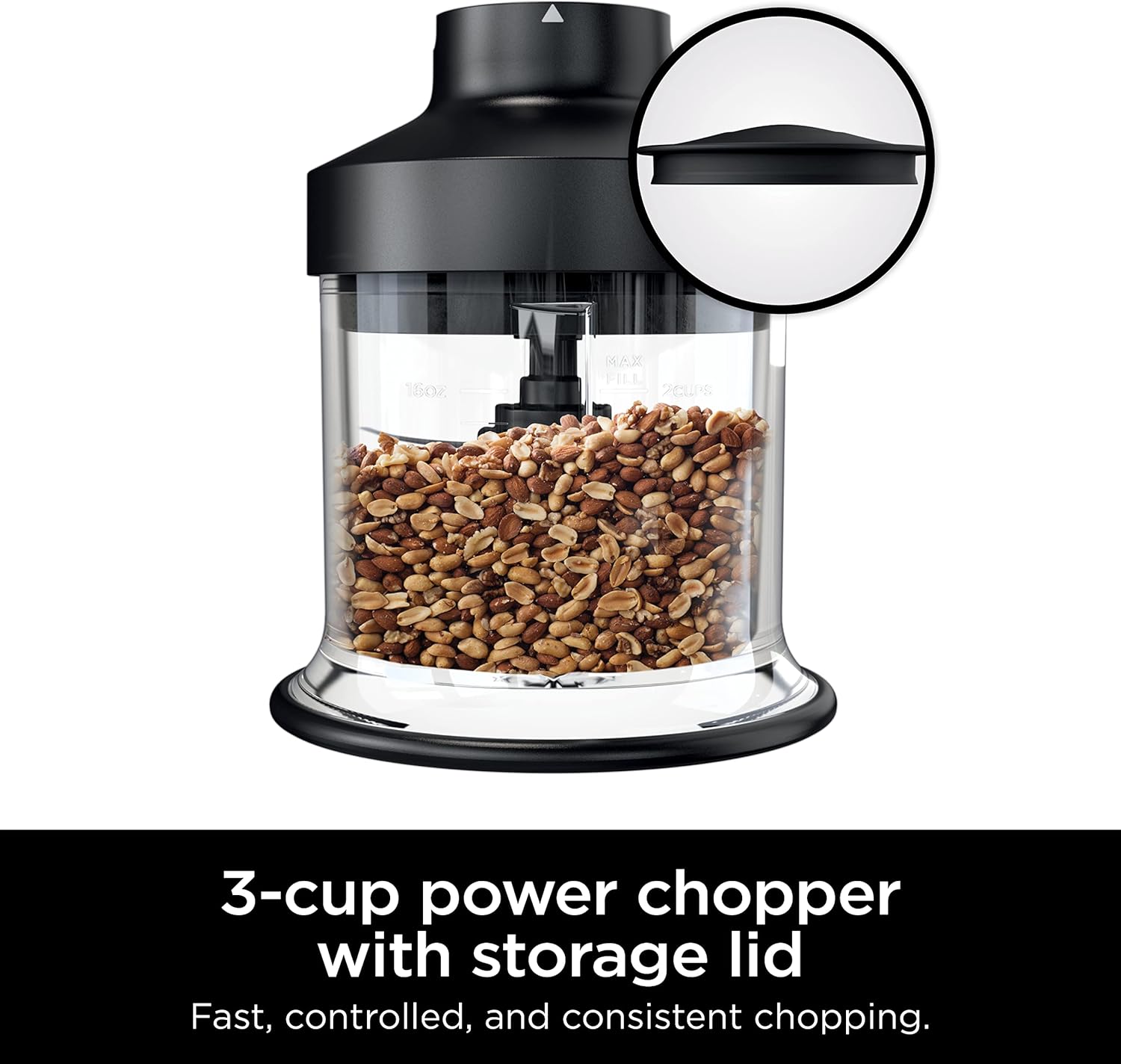 Ninja Foodi Power Chopper 3-Cup Food Processor Bowl Accessory | Compatible with the Ninja Power Mixer System (CI100 Series) | Includes Bowl, Storage Lid & Blade Assembly | Black | XSKKITCHPR detail 5