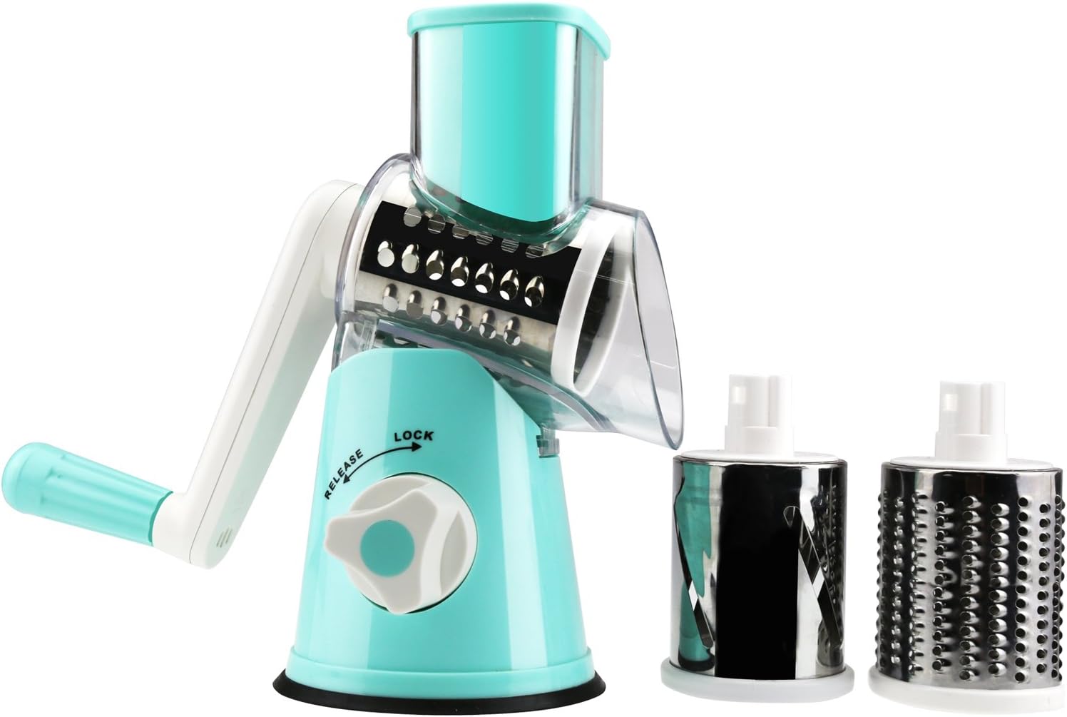 Round Mandoline Drum Slicer Rotary Cheese Grater Veggie Slicer Vegetable Carrot Shredder Nut Chopper Blue detail 12