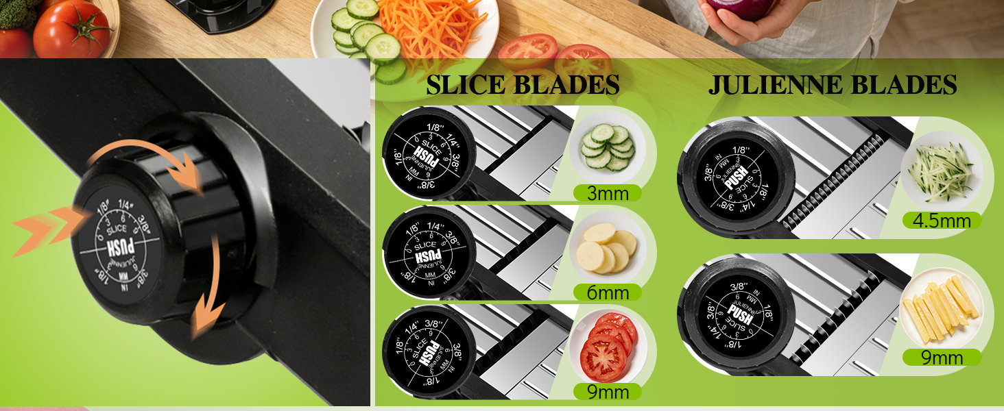 MASTERTOP Mandoline Slicer, 5 in 1 Mandoline Food Slicer for Kitchen,Stainless Steel Mini Vegetable Slicer with Safety Glove & Cleaning Brush,Adjustable Vegetable Chopper for Potatoes detail 2