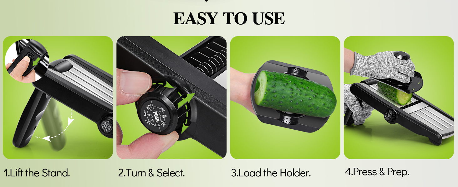 MASTERTOP Mandoline Slicer, 5 in 1 Mandoline Food Slicer for Kitchen,Stainless Steel Mini Vegetable Slicer with Safety Glove & Cleaning Brush,Adjustable Vegetable Chopper for Potatoes detail 4