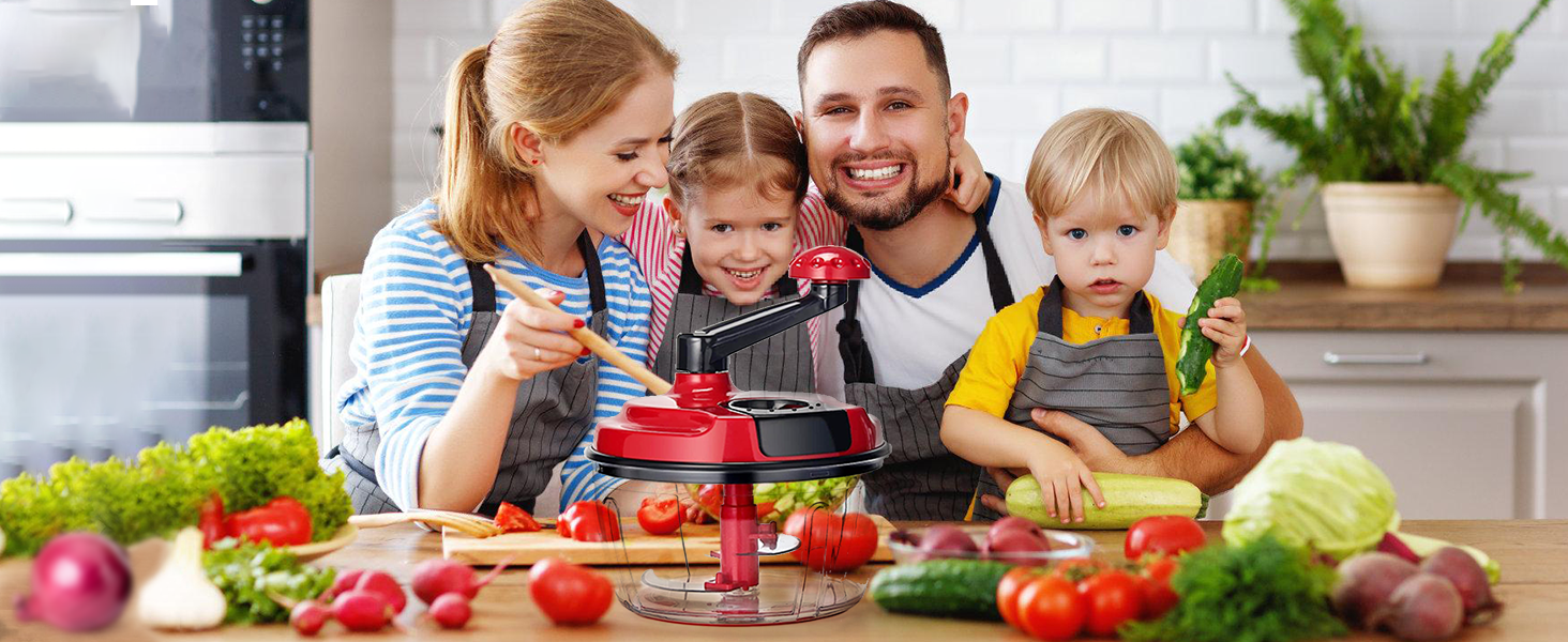 Manual Food Processor,8 Cup Hand Powered Crank Chopper,Mincer Blender with Clear Container,for Vegetables Meat Fruits Onions detail 5