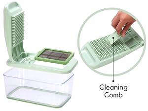 Brieftons QuickPush Food Chopper: Vegetable Dicer Slicer, Onion Cutter, 3 Extra-Large Blades with 200% More Cutting Area to Chop Dice Slice Vegetables, 2.6-Quart Container detail 8