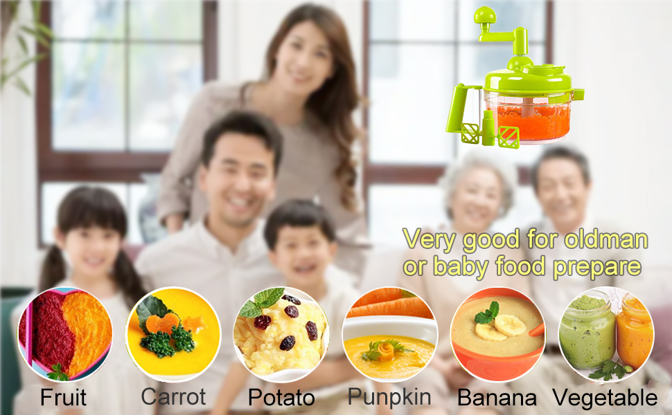 Tenta Kitchen Food processes Hand Crank Food Processor/Manual Food Chopper/Meat Grinder/Vegetable Dicer And Mincer/Fruit Blender With Egg Separator Rotary Onion Chopper(2 Sets steel blades) detail 4