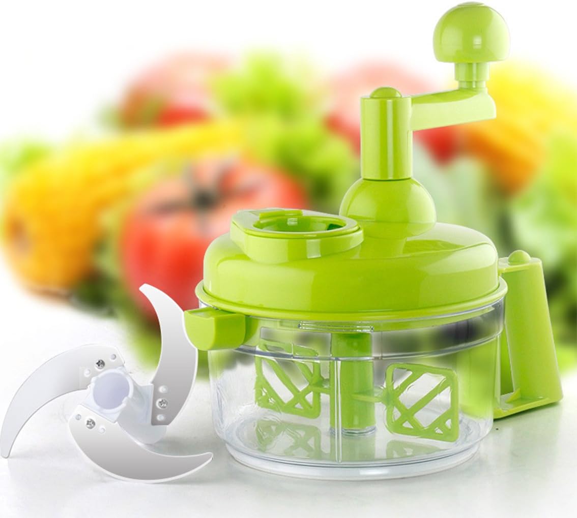 Tenta Kitchen Food processes Hand Crank Food Processor/Manual Food Chopper/Meat Grinder/Vegetable Dicer And Mincer/Fruit Blender With Egg Separator Rotary Onion Chopper(2 Sets steel blades) detail 16