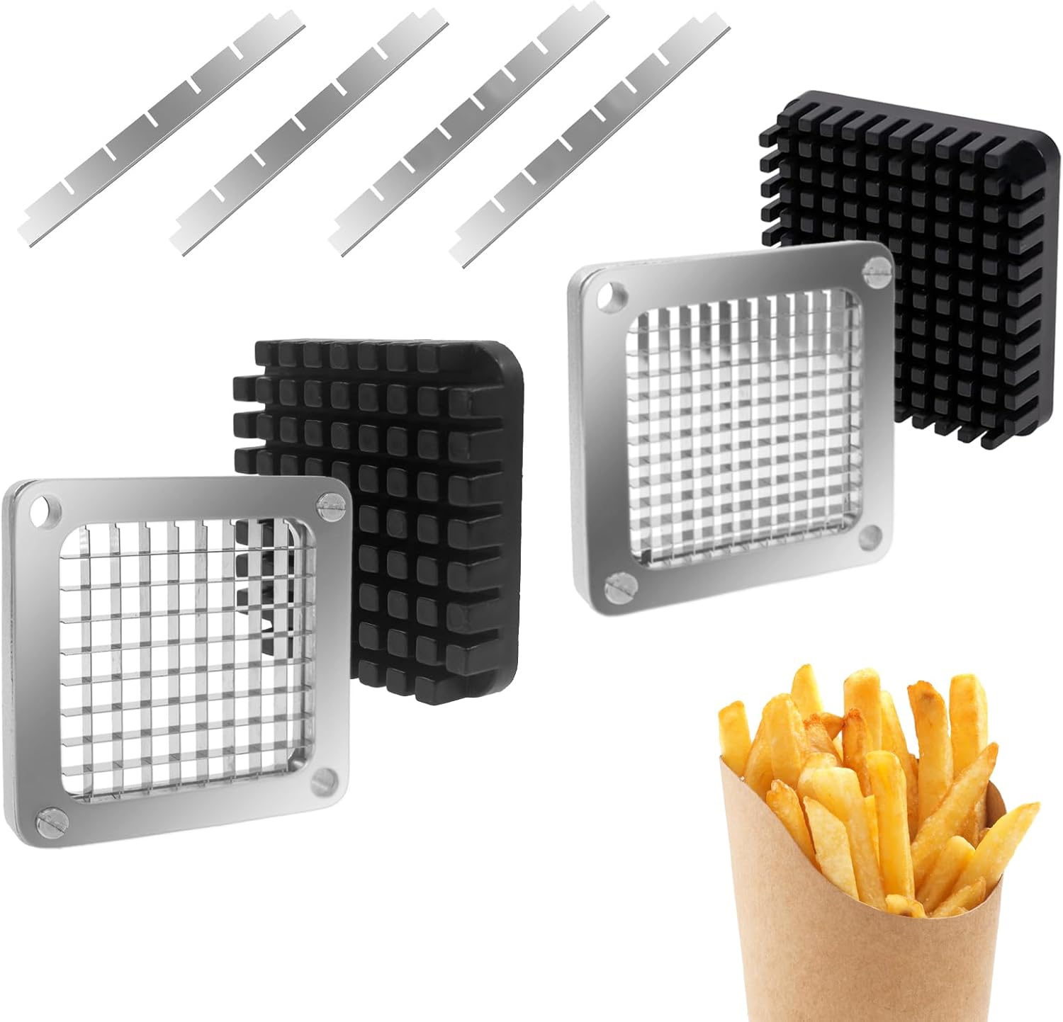 2Pcs 1/4''Replacement Chopper Blade, Commercial Vegetable Chopper Dicer Stainless Steel Blade and Pusher Block for Fruit Cutting Machine Tomato onion French Fries Cutter detail 5