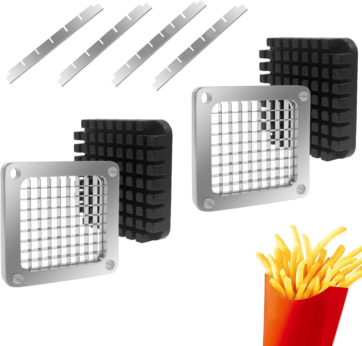 2Pcs 1/4''Replacement Chopper Blade, Commercial Vegetable Chopper Dicer Stainless Steel Blade and Pusher Block for Fruit Cutting Machine Tomato onion French Fries Cutter detail 7
