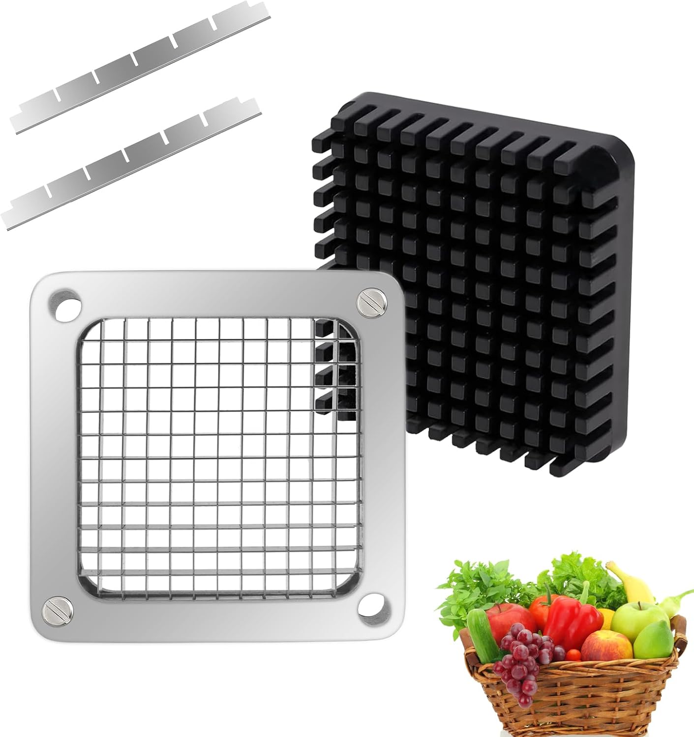2Pcs 1/4''Replacement Chopper Blade, Commercial Vegetable Chopper Dicer Stainless Steel Blade and Pusher Block for Fruit Cutting Machine Tomato onion French Fries Cutter detail 10