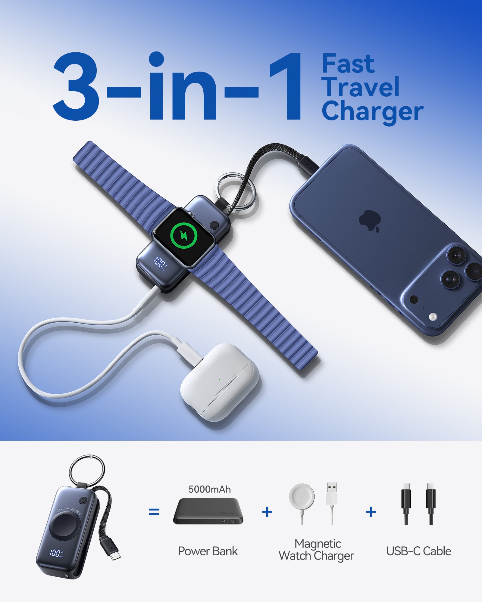 INIU SnapGo P81 Power Bank for iWatch 5W 5,000mAh - View 2